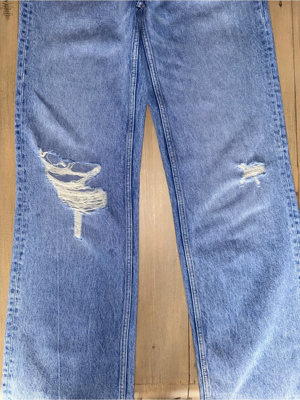 Zara Distressed Wide-Leg Jeans Size 4